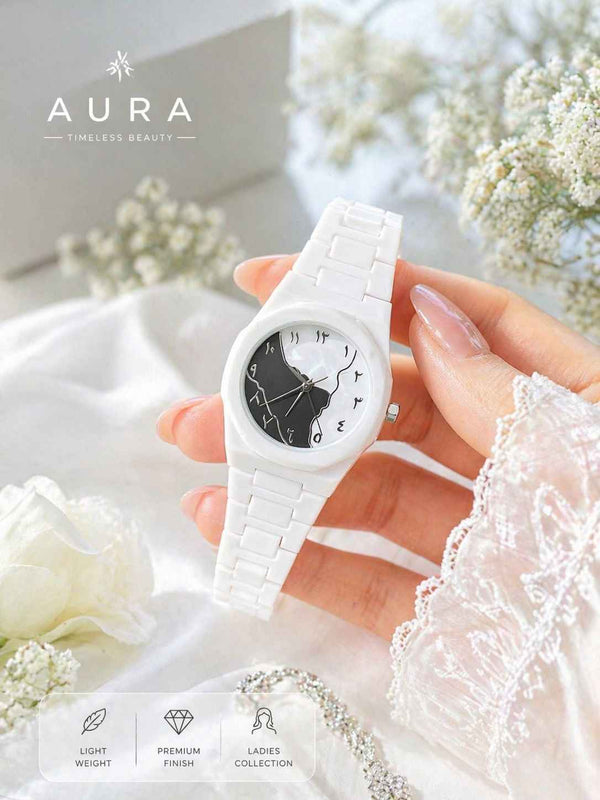 White Aura Double Color  women wrist watch
