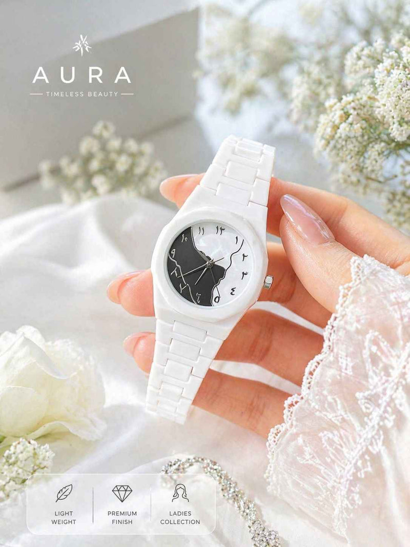 White Aura Double Color  women wrist watch